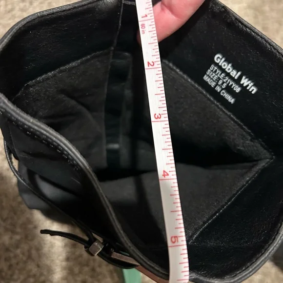 Global Win Black Moto Wide Calf Boots with Buckle Accents - Picture 9 of 9